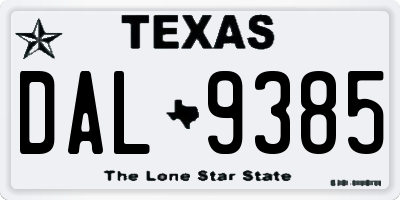 TX license plate DAL9385