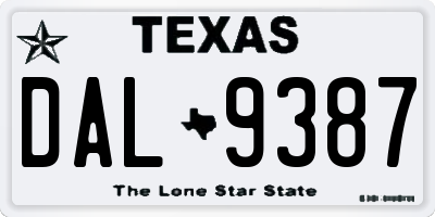 TX license plate DAL9387