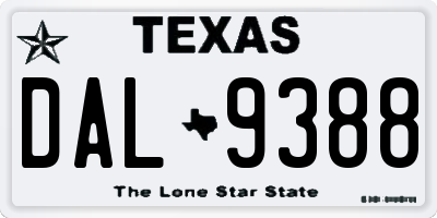 TX license plate DAL9388