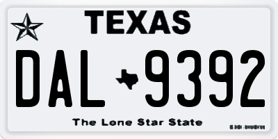 TX license plate DAL9392