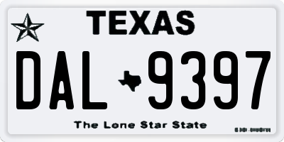 TX license plate DAL9397
