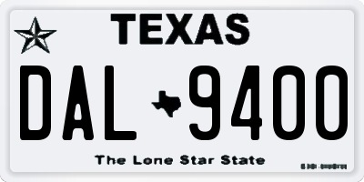 TX license plate DAL9400