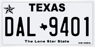 TX license plate DAL9401