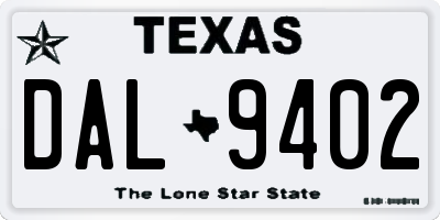 TX license plate DAL9402