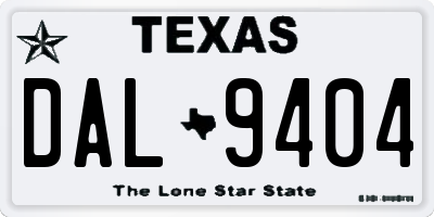 TX license plate DAL9404