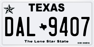 TX license plate DAL9407