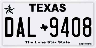 TX license plate DAL9408