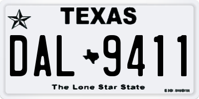 TX license plate DAL9411
