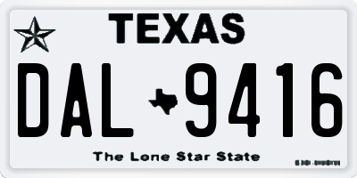 TX license plate DAL9416