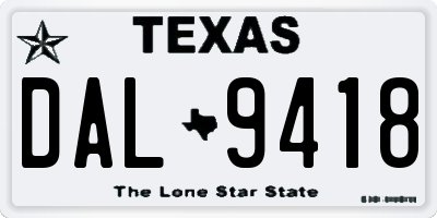 TX license plate DAL9418