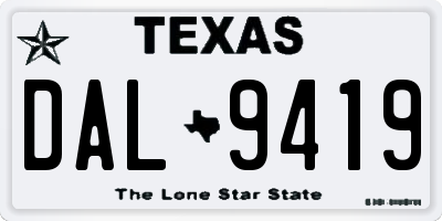 TX license plate DAL9419