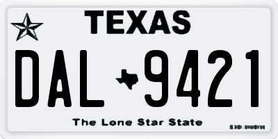TX license plate DAL9421