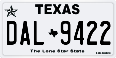 TX license plate DAL9422