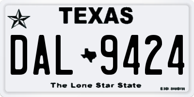TX license plate DAL9424
