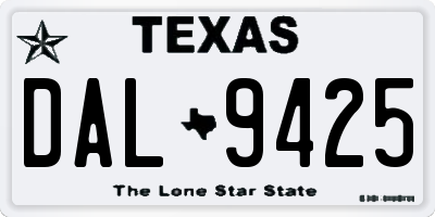 TX license plate DAL9425