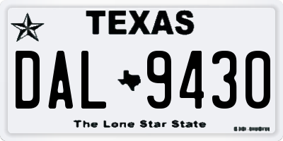TX license plate DAL9430
