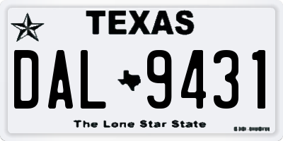 TX license plate DAL9431