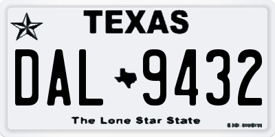 TX license plate DAL9432