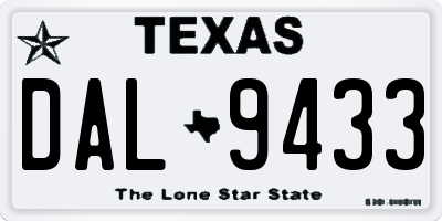 TX license plate DAL9433