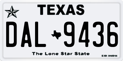 TX license plate DAL9436