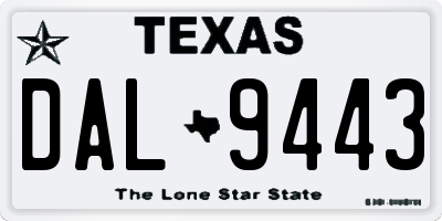 TX license plate DAL9443
