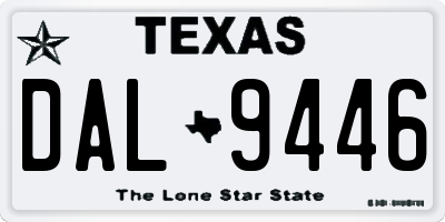 TX license plate DAL9446