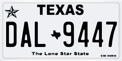 TX license plate DAL9447