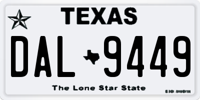 TX license plate DAL9449