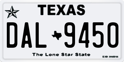 TX license plate DAL9450