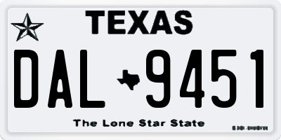 TX license plate DAL9451