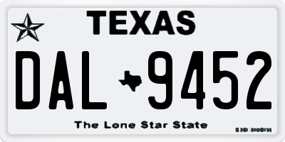 TX license plate DAL9452