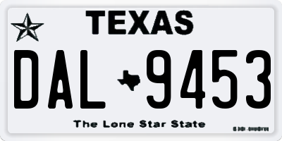 TX license plate DAL9453