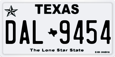 TX license plate DAL9454