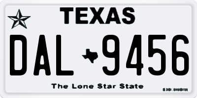 TX license plate DAL9456