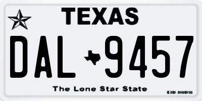 TX license plate DAL9457