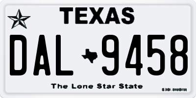 TX license plate DAL9458