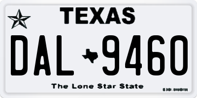 TX license plate DAL9460