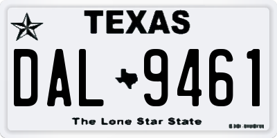 TX license plate DAL9461