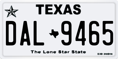 TX license plate DAL9465