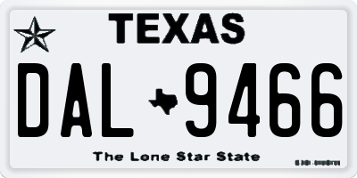 TX license plate DAL9466