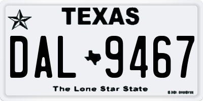 TX license plate DAL9467