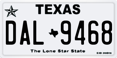 TX license plate DAL9468