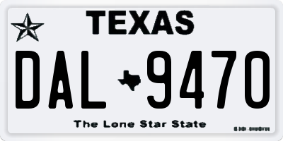 TX license plate DAL9470