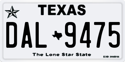 TX license plate DAL9475