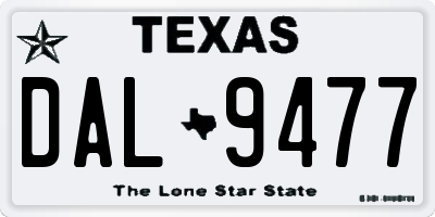 TX license plate DAL9477