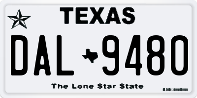 TX license plate DAL9480