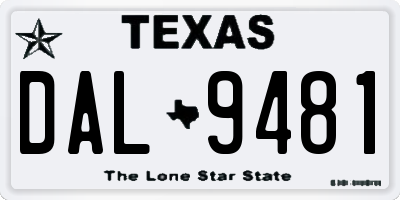 TX license plate DAL9481