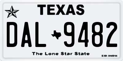 TX license plate DAL9482