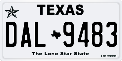 TX license plate DAL9483