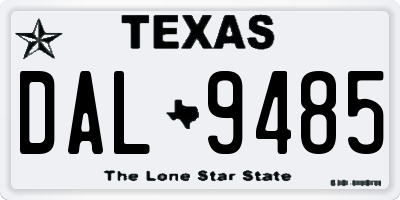 TX license plate DAL9485